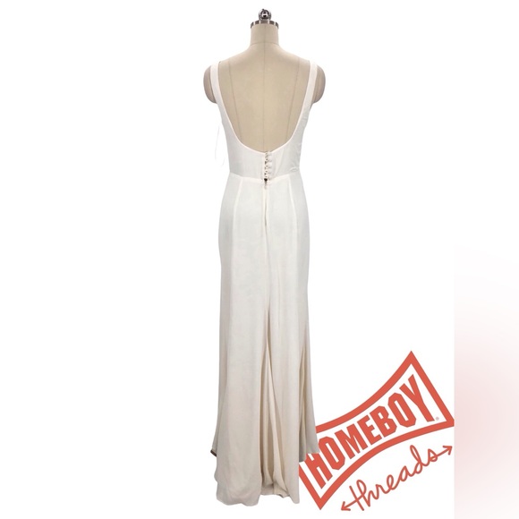 Reformation White Ruched Sweetheart Gown size 2 - Picture 3 of 6